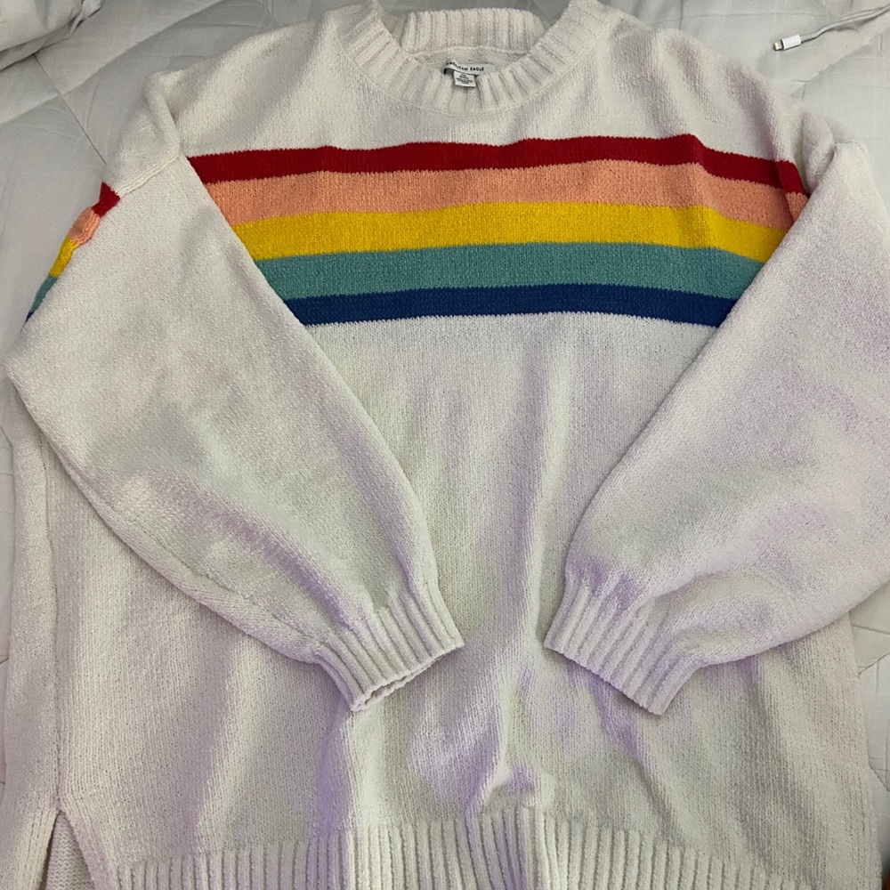 american eagle rainbow chenille sweater